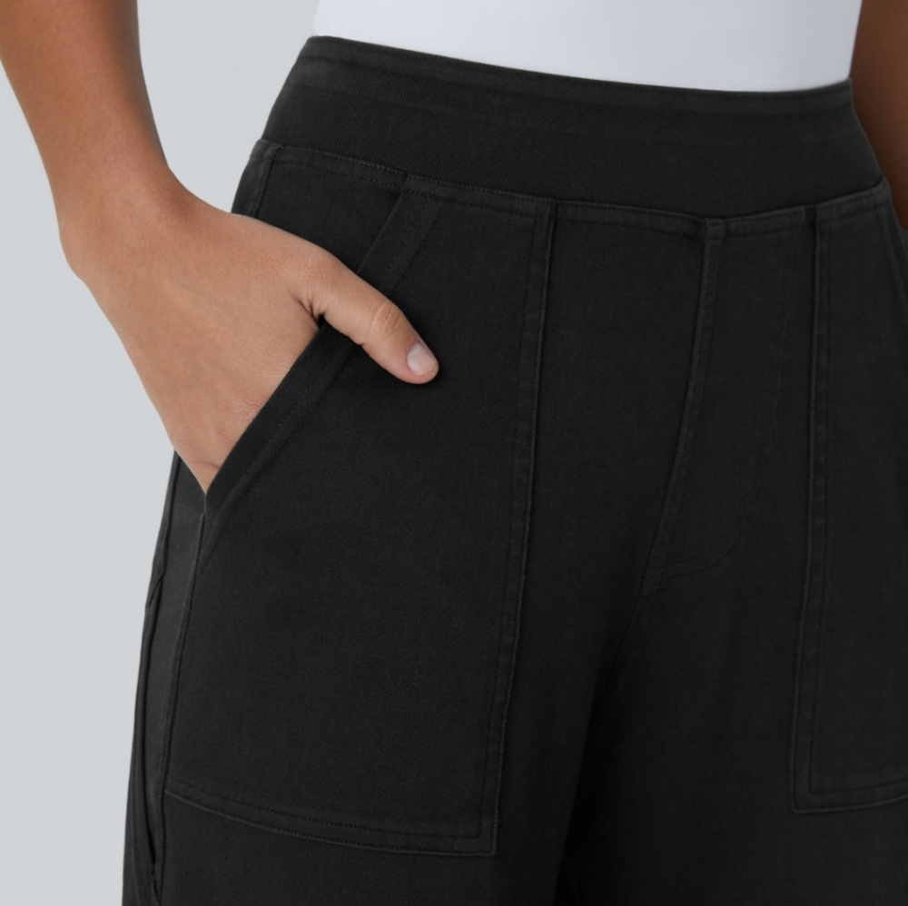 NWT Halara Flex Multiple Pockets Straight Leg Stretchy Cargo Jeans ML Tall Black - Picture 5 of 10